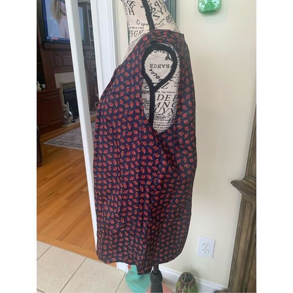 Talbots Lady Bug Navy Silk Sleeveless Top - Picture 7 of 9